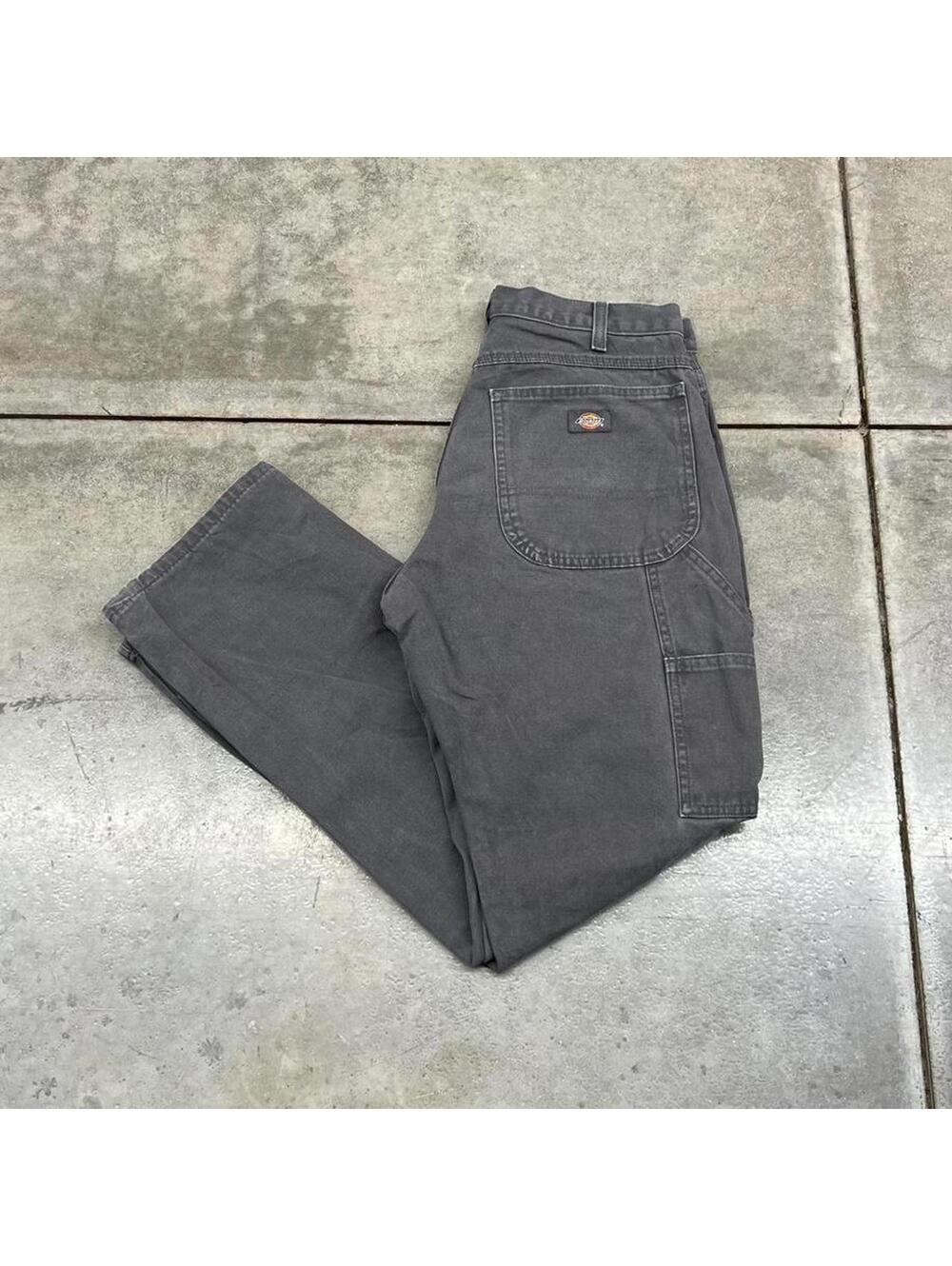 vintage dickies faded grey relaxed baggy fit dungaree cargo pants size 32 x 32
